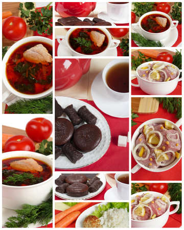 Mouth-watering home cooking, collage. Ready mealsの写真素材