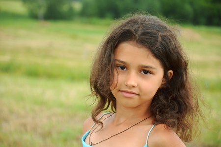 Portrait of a beautiful girl with long hairの写真素材