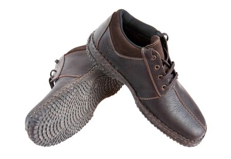 Men's brown shoes isolated on white backgroundの写真素材