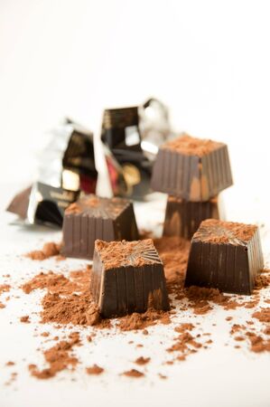 Chocolates on a light backgroundの写真素材