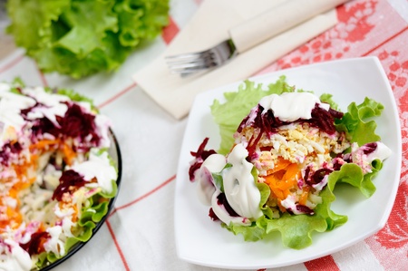 Salad with herring and vegetablesの写真素材