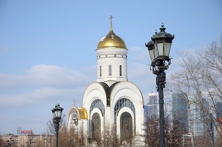 Church of St. George on Poklonnaya Hill in Moscow, Russiaの写真素材