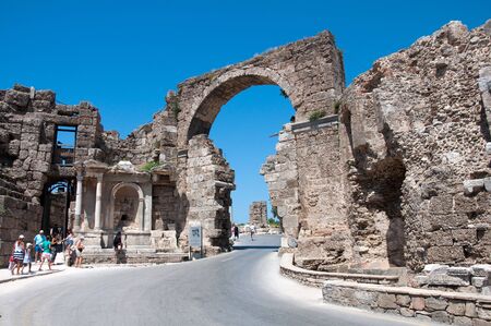 The ruins of the ancient city of Side in Turkeyのeditorial素材