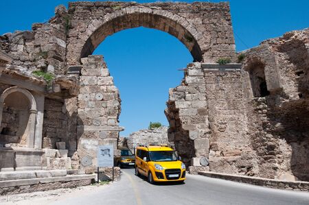 The ruins of the ancient city of Side in Turkeyのeditorial素材
