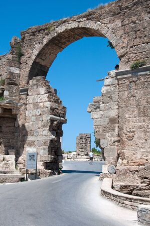 The ruins of the ancient city of Side in Turkeyのeditorial素材
