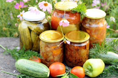 Home canning, canned vegetablesの写真素材