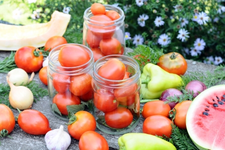 Canning tomatoes at homeの写真素材