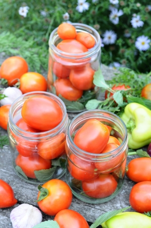 Canning tomatoes at homeの写真素材