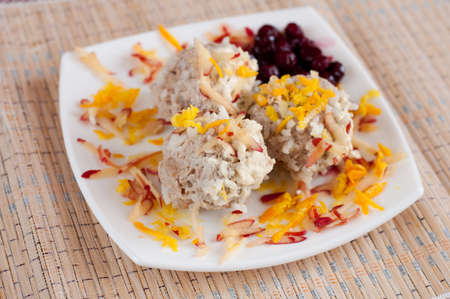 Meatballs with cranberry sauceの写真素材