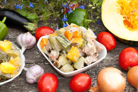 Vegetable stew with meatの写真素材