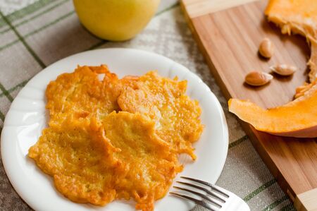 Delicious homemade pumpkin pancakesの写真素材