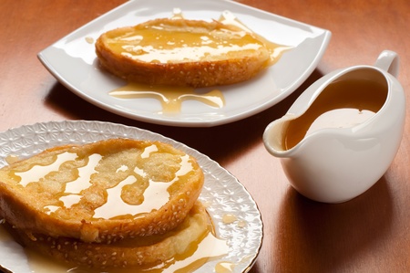 Delicious toast with honeyの写真素材