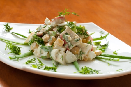 Crab salad with sweet cornの写真素材