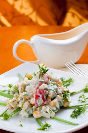Crab salad with sweet cornの写真素材