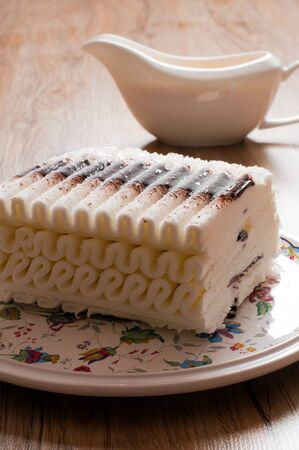 Ice cream cake with chocolateの写真素材