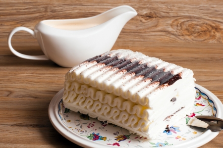 Ice cream cake with chocolateの写真素材