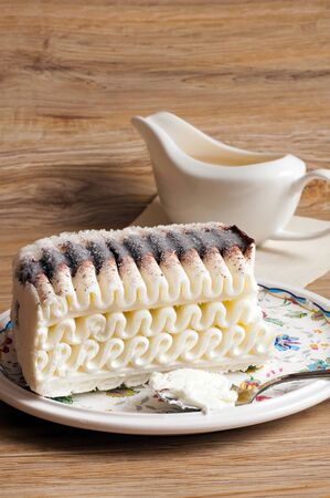 Ice cream cake with chocolateの写真素材