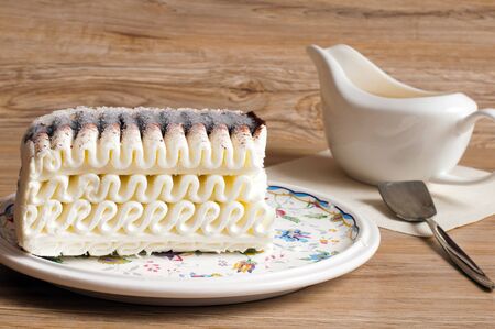 Ice cream cake with chocolateの写真素材