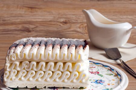 Ice cream cake with chocolateの写真素材