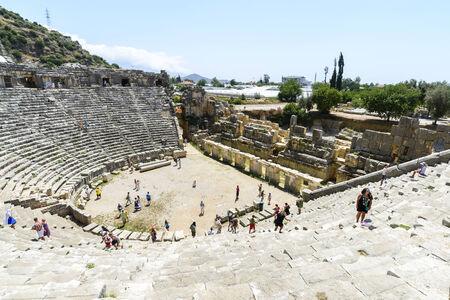 DEMRE, TURKEY - September 16, The ancient Greco-Roman theater in the Lycian city of Myra, Turkey.のeditorial素材
