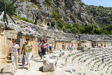 DEMRE, TURKEY - September 16, The ancient Greco-Roman theater in the Lycian city of Myra, Turkey.のeditorial素材