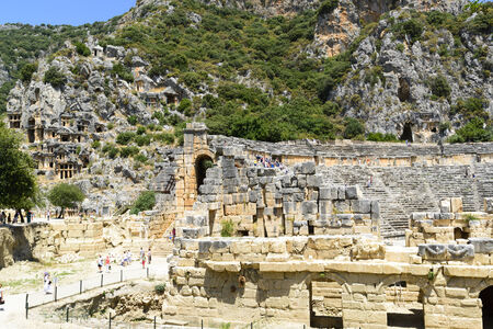 DEMRE, TURKEY - September 16, The ancient Greco-Roman theater in the Lycian city of Myra, Turkey.のeditorial素材