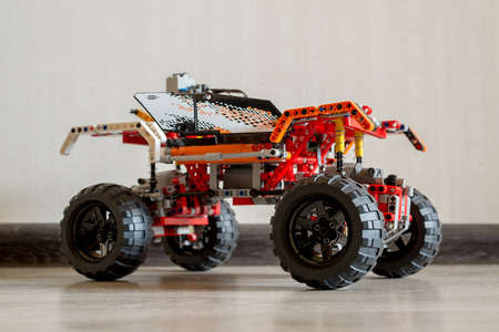 a Children\'s toy car from parts designの写真素材