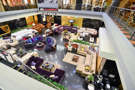 MOSCOW, RUSSIA - MARCH 05 2015: Interior Furniture shopping complex Grand. Furniture shopping mall GRAND - the largest specialty shop in Russia and Europe.のeditorial素材