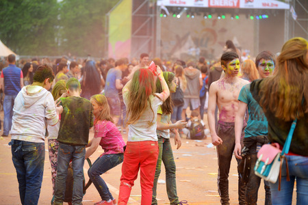MOSCOW, RUSSIA - MAY 23, 2015: Festival of colors Holi in  Luzhniki Stadium. Roots of this fest are...