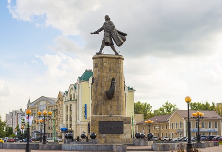 Lipetsk RUSSIA-05.08.2015. Monument to Peter the Great is one of main attractions of the city of Lipetskのeditorial素材