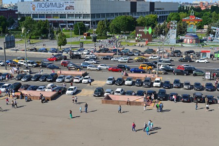 MOSCOW, RUSSIA - 26.06.2015. Top view of the Sadovoye Koltso - one of the most important and major roads of the city.のeditorial素材