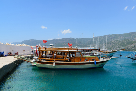 Kemer, Turkey - 06.20.2015. Pleasure boats for a tourists near the pierのeditorial素材
