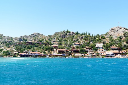 Turkey, Kalekoy - 20.06.2015. Kalekoy or Simena village on the Turkish island of Kekovaのeditorial素材