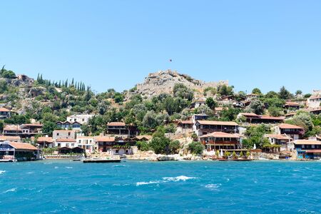 Turkey, Kalekoy - 20.06.2015. Kalekoy or Simena village on the Turkish island of Kekovaのeditorial素材