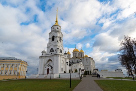 VLADIMIR, RUSSIA -05.11.2015. Uspensky Cathedral - UNESCO World Heritage Site. A Golden Ring  travel.のeditorial素材