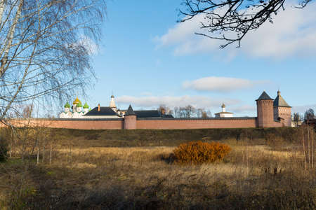 Wall of Saviour and St. Euthymius monastery in Suzdal, founded in 1350. Golden Ring of  a Russia...