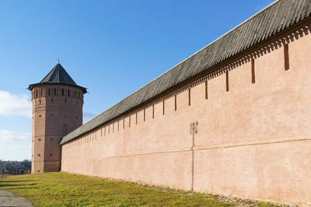 SUZDAL, RUSSIA -06.11.2015. Wall of a St  Euthymius monastery. Golden Ring of Travel.