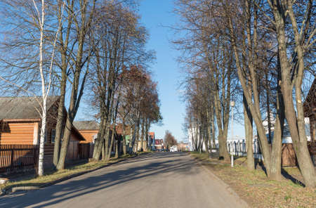 Suzdal, Russia -06.11.2015. Old street Pokrovskaya.  Golden Ring of a Russia Travelのeditorial素材