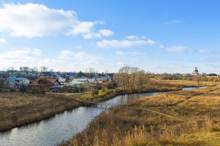 Suzdal, Russia -06.11.2015.  Landscape with  river Kamenka. Golden Ring of  Travelのeditorial素材