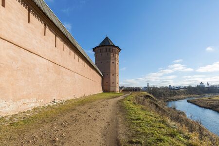 SUZDAL, RUSSIA -06.11.2015. Wall of a St  Euthymius monastery. Golden Ring of Travel.のeditorial素材