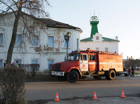 Russia, Suzdal - 06.11.2011. Fire truck on the  Kremlin  street