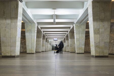 Nizhny Novgorod, RUSSIA - November 02.2015. The interior of the subway station Dvigatel Revolutsiiのeditorial素材
