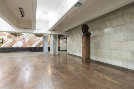 Nizhny Novgorod, RUSSIA - November 02.2015. Bust the pilot Chkalov at the metro station named after...