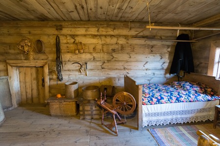 Suzdal, Russia - November 06, 2015. The interior of peasant houses in the Museum of Wooden Architectureのeditorial素材
