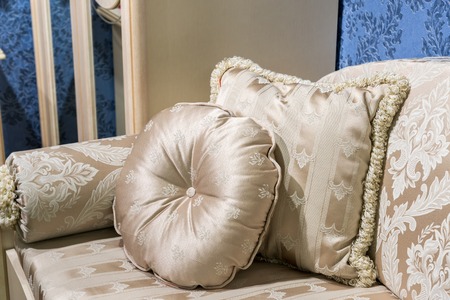 Beautiful Pillow on sofa at a homeの写真素材