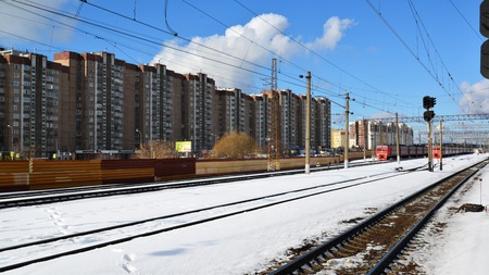 Zelenograd, Russia - February 27. 2016. A view of the city from the railway stationのeditorial素材