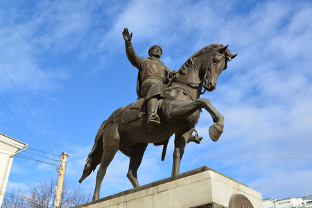 Tver, Russia - February 27. 2016. A monument to the founder of the city of Prince Mikhail Yaroslavich Tverskoyのeditorial素材
