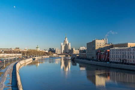 Stalin-era building on a Kotelnicheskaya Embankment, Moscow, Russiaの写真素材