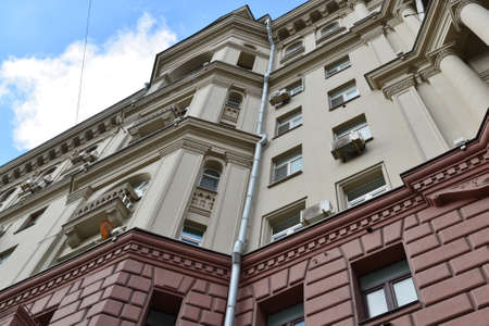 Moscow, Russia - March 14, 2016. Houses of Stalinist architecture on the Garden Ringのeditorial素材