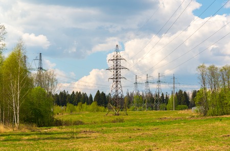 High-voltage power line in the natural landscape